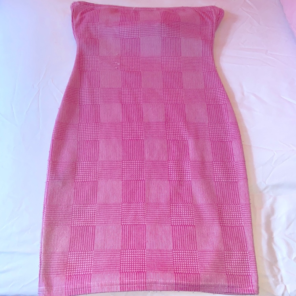 Pink Plaid Bodycon Mini Dress